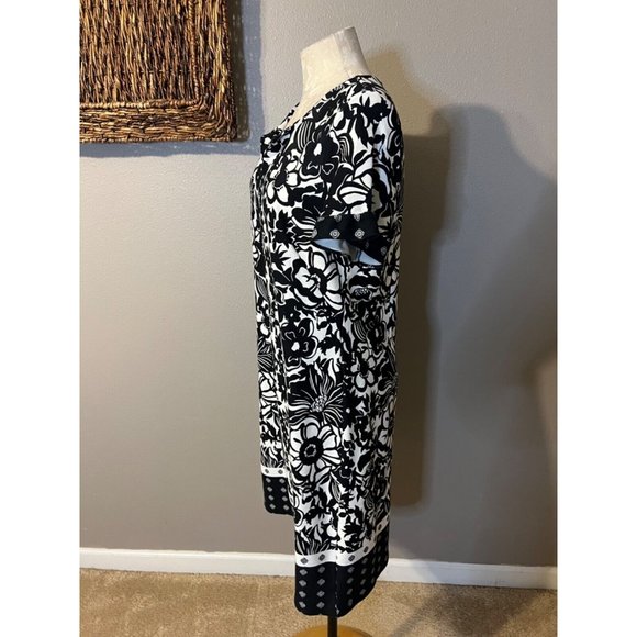 Talbots Dress Black White M Medium 100% Cotton Washable Shift NEW NWT Pullover - Picture 6 of 12